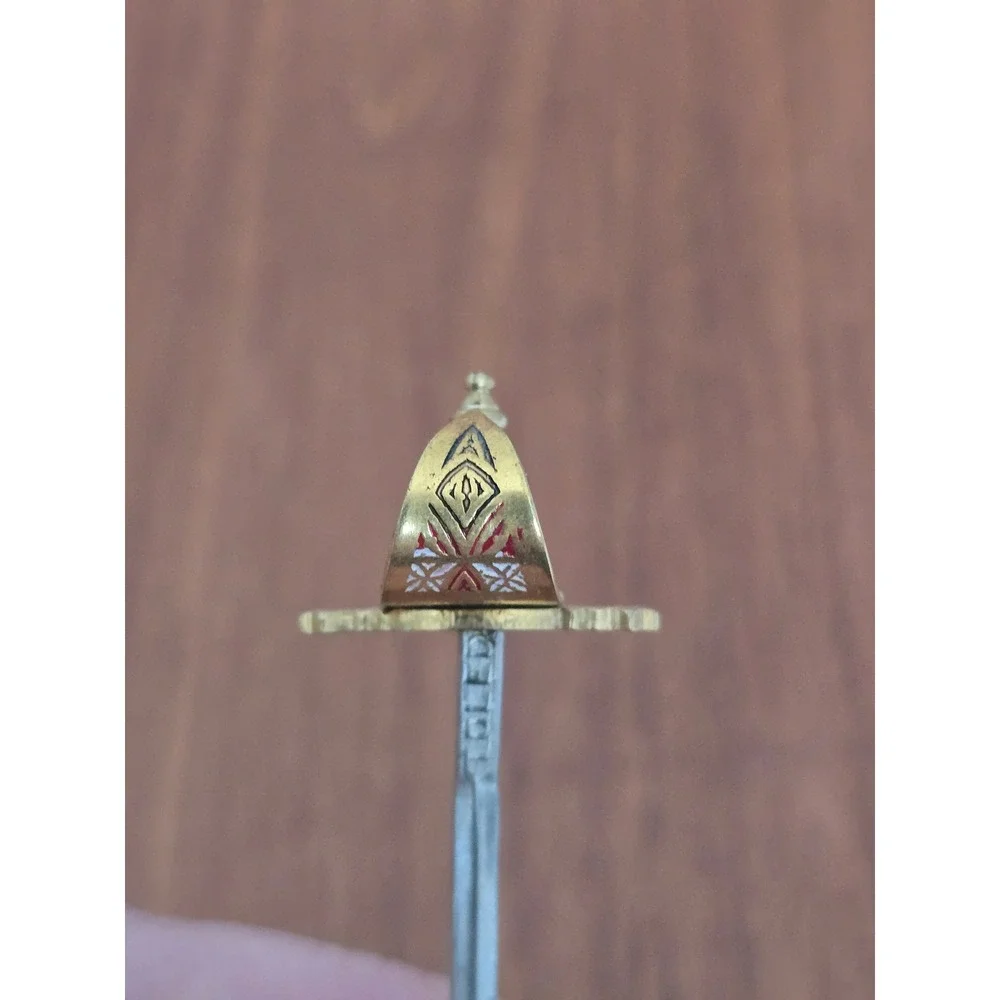 Vintage Toledo Spain Miniature Sword Cocktail Pick Set with Enameled Brass Stand - Picture 13 of 16